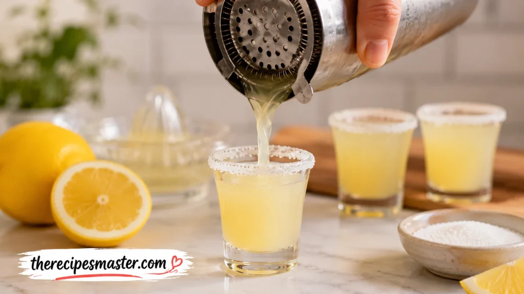 Lemonade shots with sugar rims