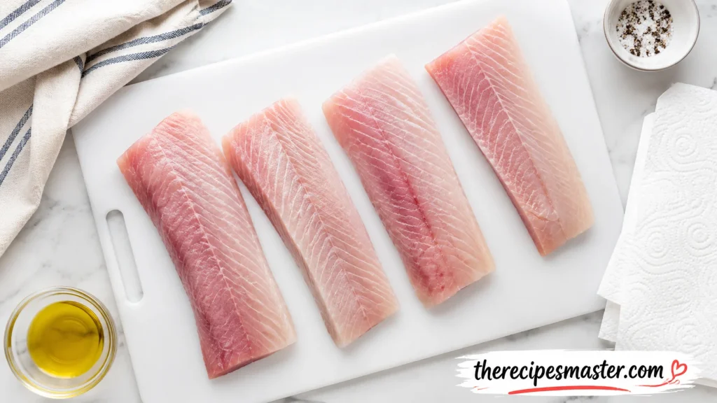 Raw mahi mahi fillets on a clean