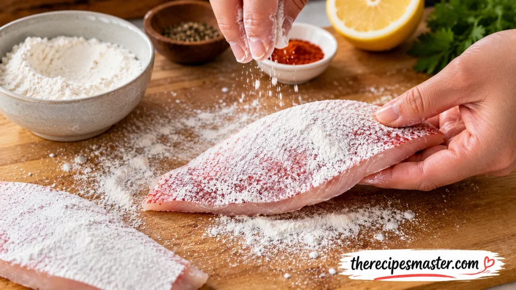 Season, then dust with flour