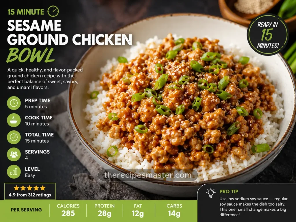 Sesame ground chicken rice bowl recipe