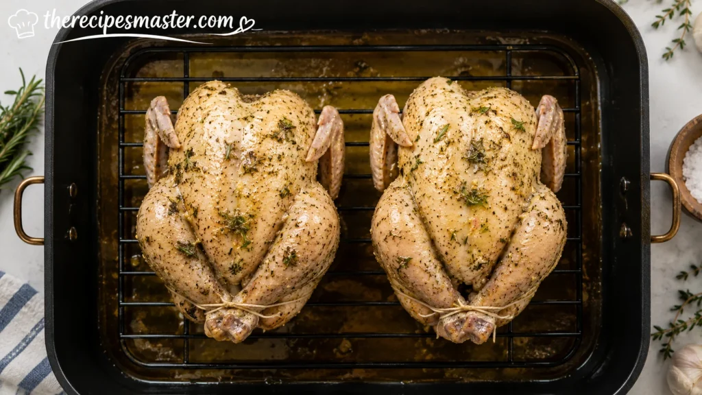 Step 7 — Place Breast-Side Down in the Roasting Pan